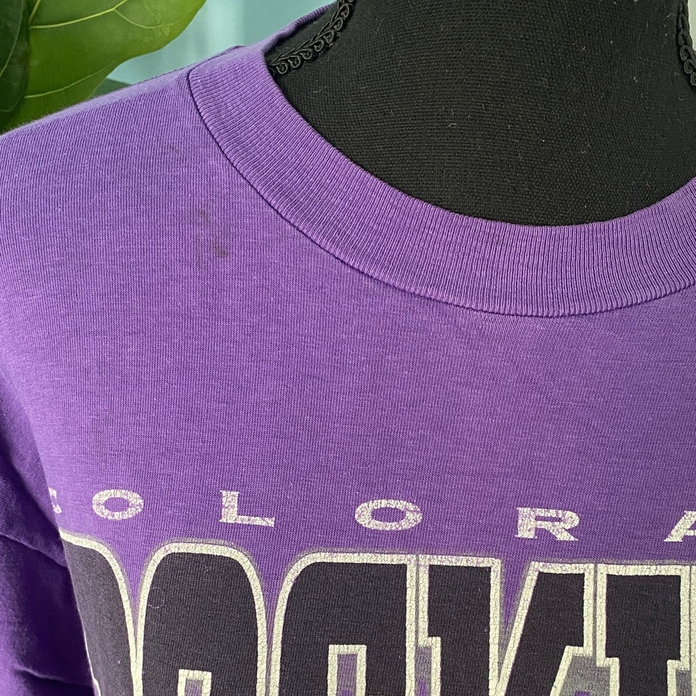 Rare Vintage 1995 Colorado Rockies MLB Team Graphic LOGO 7 Purple Large T-Shirt - Picture 3 of 9